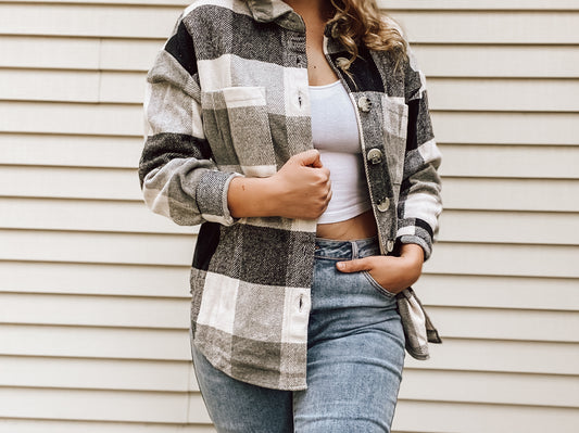 Transition to Fall houndstooth Shacket