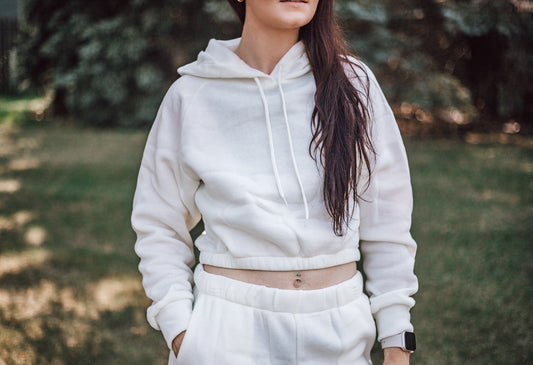 Cream Cropped Hoodie