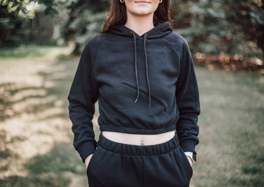 Black Cropped Hoodie